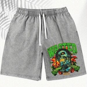 Gray Graphic Men Shorts